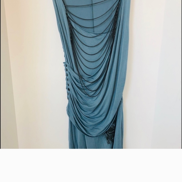 Salvage Removable Chain Ruching Studded Mini Dress. S - Picture 4 of 6